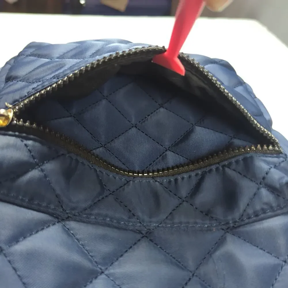 Navy Quilted Mini Backpack – Gold Hardware – Multiple Pockets